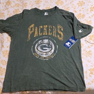 STARTER Green Packers Tee with Yellow Accents Lg